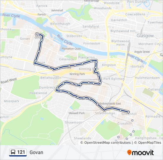 Bus 121 Route Map 121 Route: Schedules, Stops & Maps - Govan (Updated)