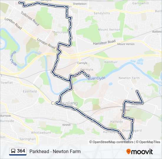 364 bus Line Map