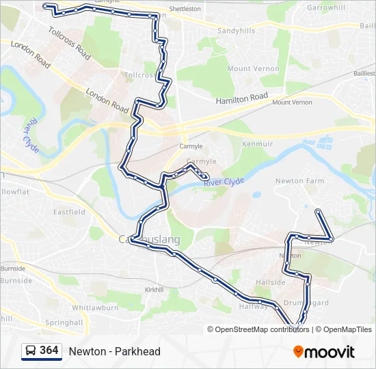364 Route: Schedules, Stops & Maps - Parkhead (Updated)