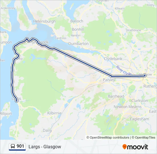 Bus 901 Route Map 901 Route: Schedules, Stops & Maps - Glasgow (Updated)