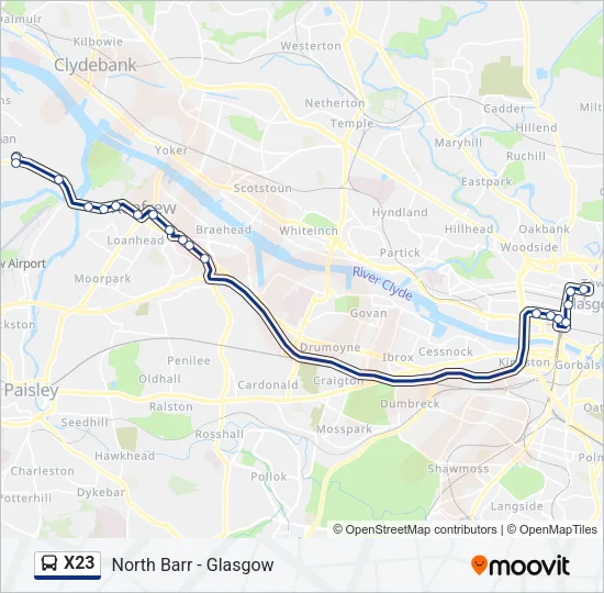 X23 Bus Line Map