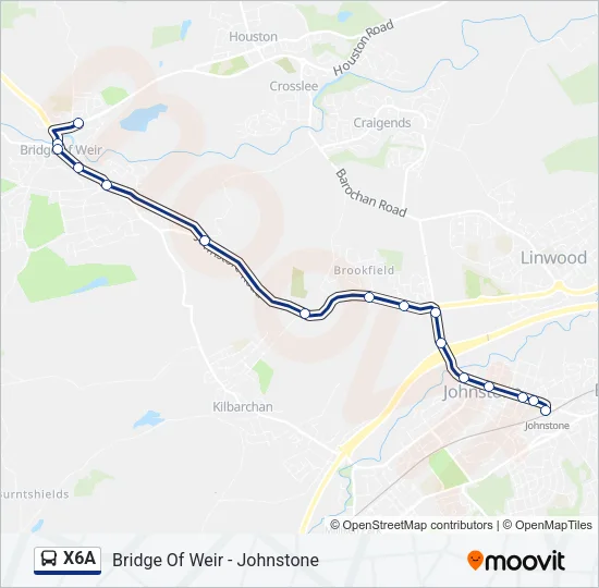 X6A Bus Line Map