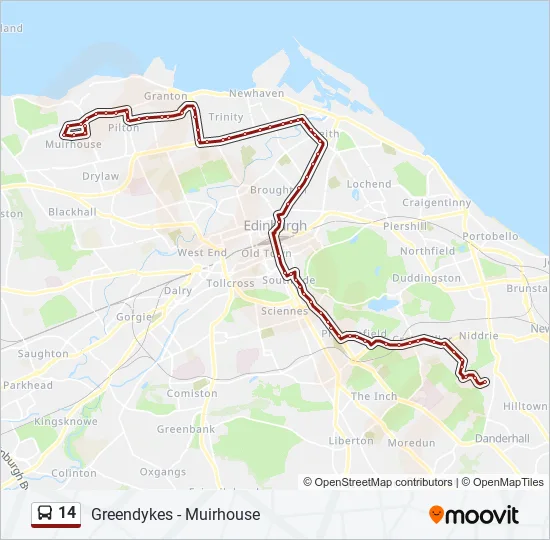 Bus 14 Route Map 14 Route: Schedules, Stops & Maps - West Pilton (Updated)