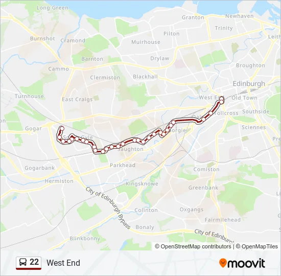 22 Bus Line Map