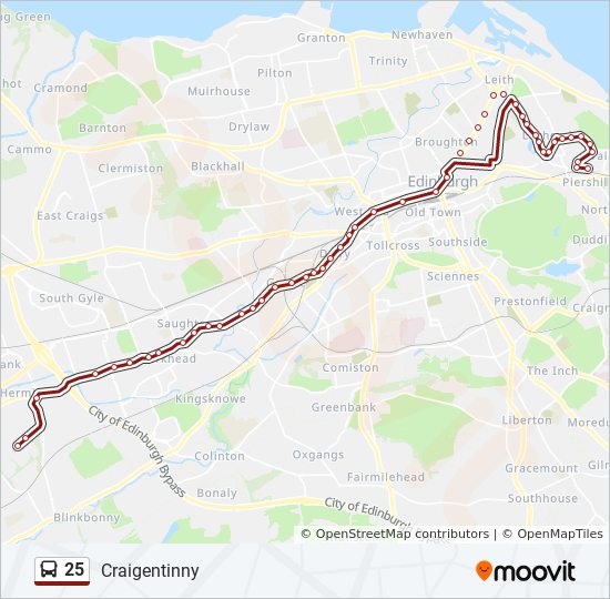 Bus 25 Route Map 25 Route: Schedules, Stops & Maps - Craigentinny (Updated)