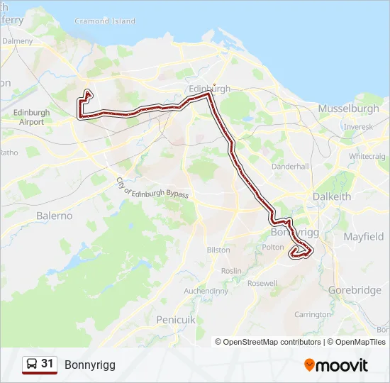 Bus 31 Route Map 31 Route: Schedules, Stops & Maps - Bonnyrigg (Updated)