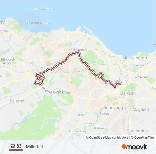 Bus 33 Route Map 33 Route: Schedules, Stops & Maps - Millerhill (Updated)