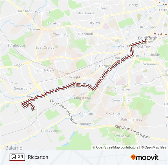 Bus 34 Route Map 34 Route: Schedules, Stops & Maps - Riccarton (Updated)