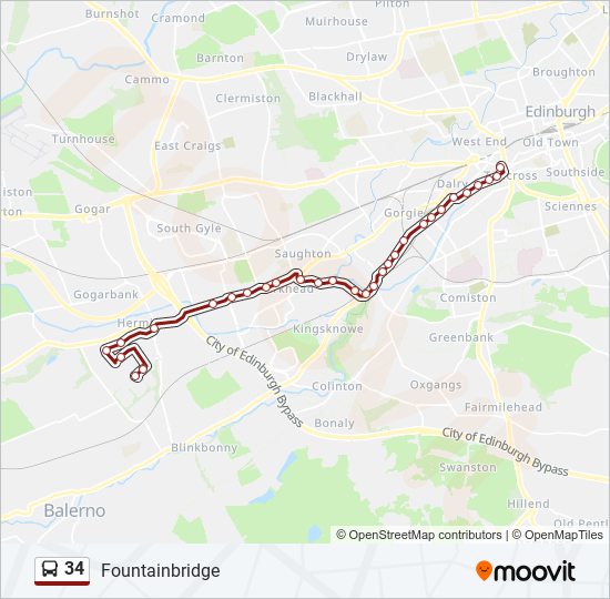 34 bus Line Map