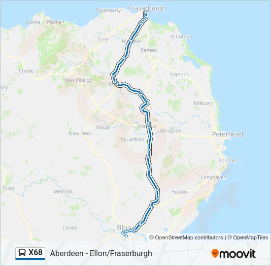 X68 Bus Line Map