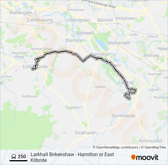 Bus 250 Route Map 250 Route: Schedules, Stops & Maps - East Kilbride (Updated)