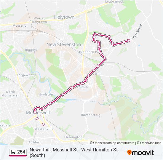 254 Route Schedules, Stops & Maps Newarthill (Updated)