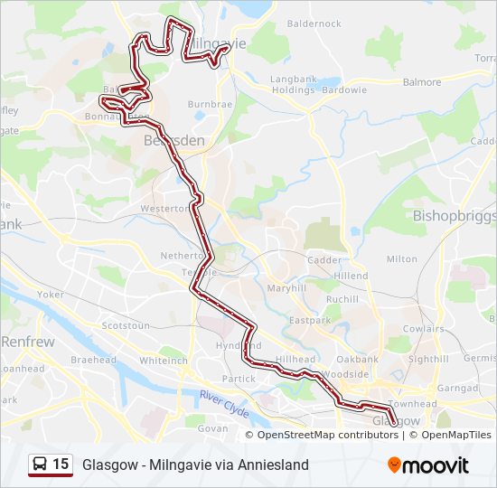 Glasgow Bus Route Map 15 Route: Schedules, Stops & Maps - Glasgow (Updated)