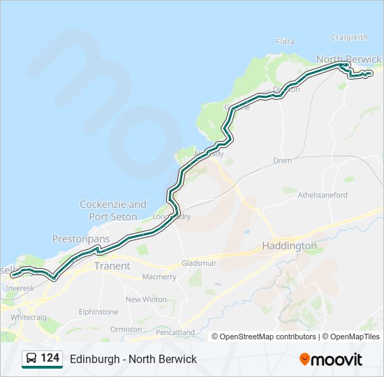 Bus 124 Route Map 124 Route: Schedules, Stops & Maps - Musselburgh (Updated)