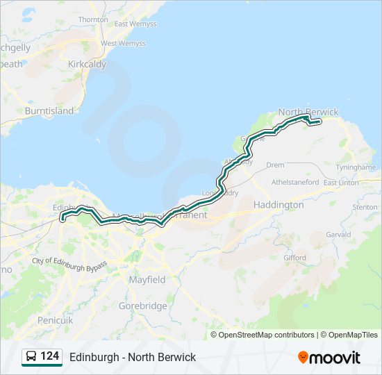 Bus 124 Route Map 124 Route: Schedules, Stops & Maps - North Berwick (Updated)