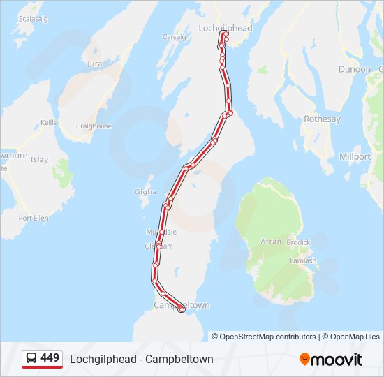 449 bus Line Map