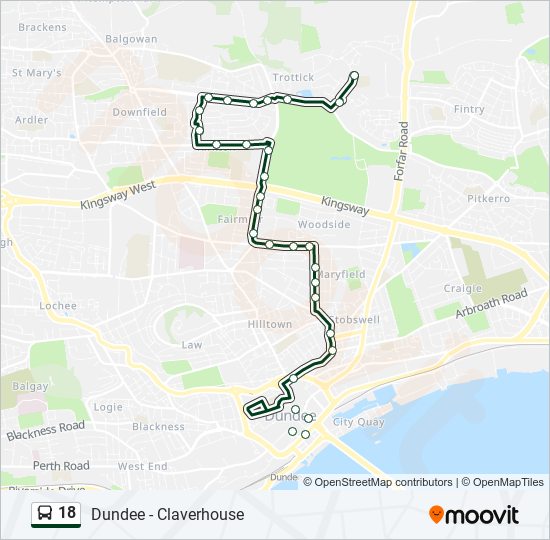 18 Route: Schedules, Stops & Maps - Dundee City Centre (Updated)