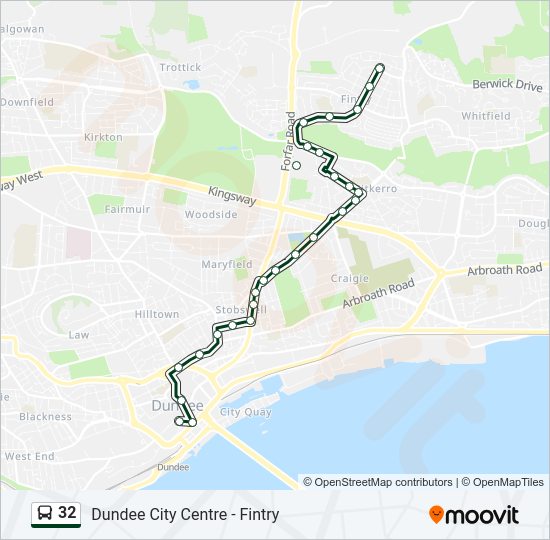 32 Route: Schedules, Stops & Maps - Fintry (Updated)