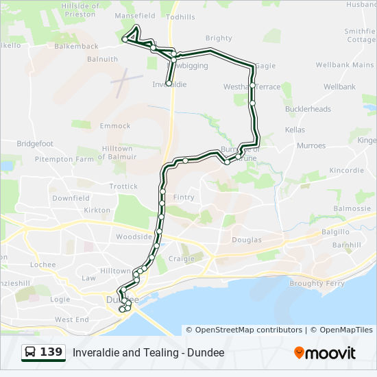 Bus 139 Route Map 139 Route: Schedules, Stops & Maps - Dundee City Centre (Updated)