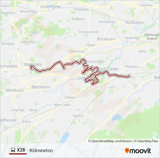 X28 Bus Line Map