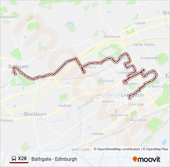 X28 Bus Line Map