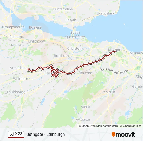 X28 Bus Route Map X28 Route: Schedules, Stops & Maps - Edinburgh (Updated)