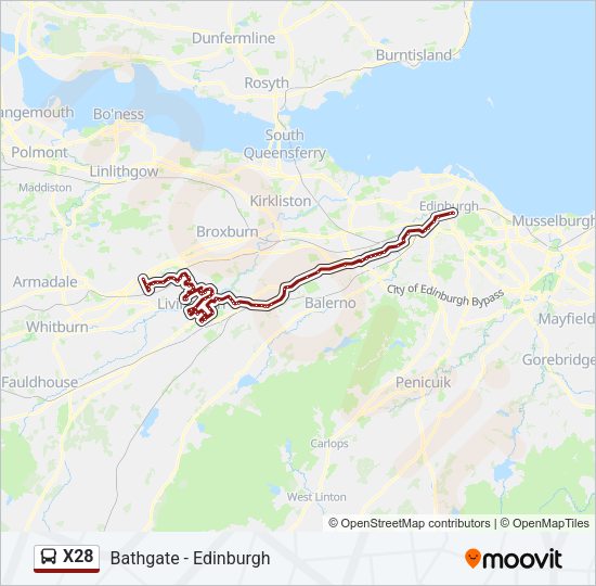 X28 Bus Line Map