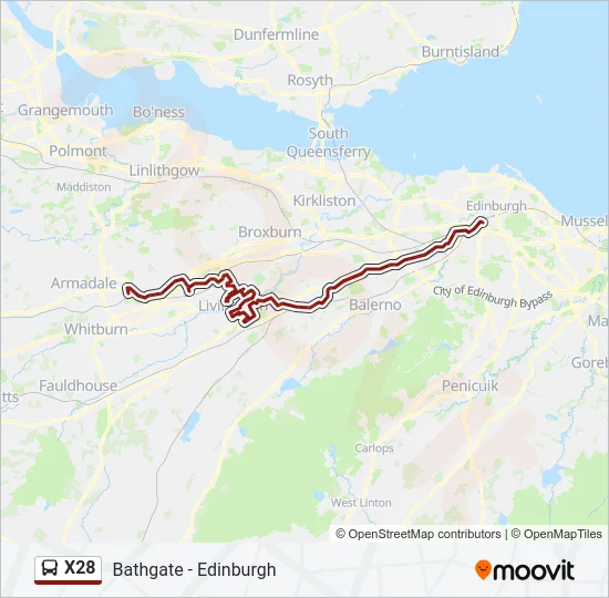 X28 Bus Line Map