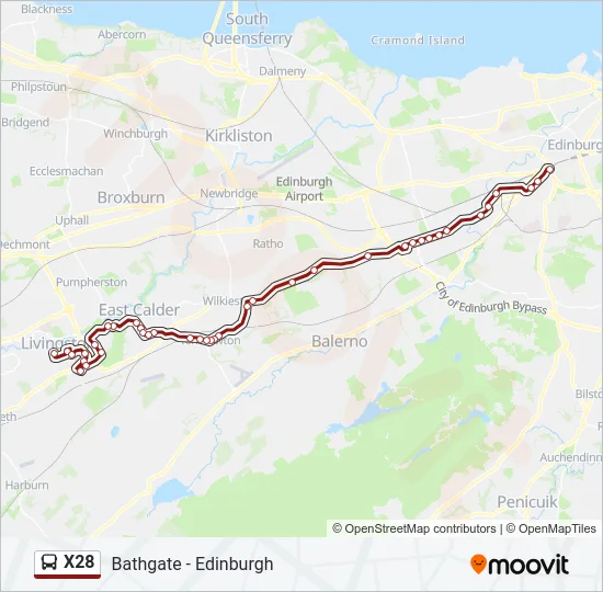 X28 Bus Line Map