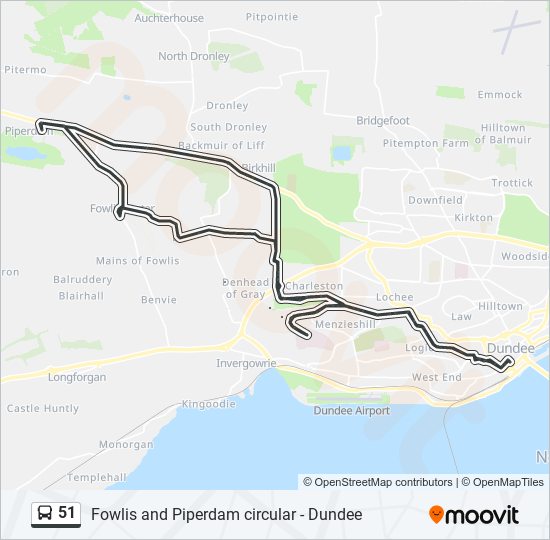 Bus 51 Route Map 51 Route: Schedules, Stops & Maps - Dundee City Centre (Updated)