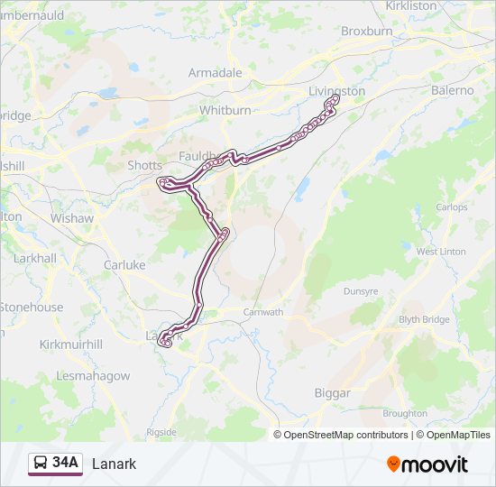 34A bus Line Map