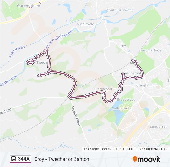 344A Bus Line Map