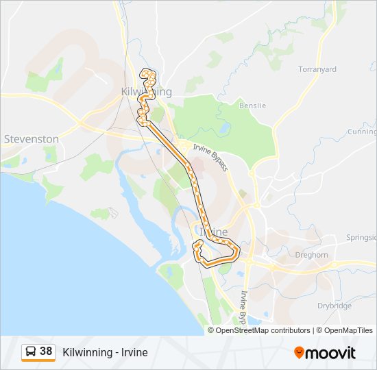 38 Bus Line Map