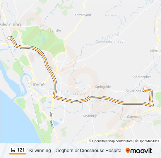 Bus 121 Route Map 121 Route: Schedules, Stops & Maps - Crosshouse (Updated)