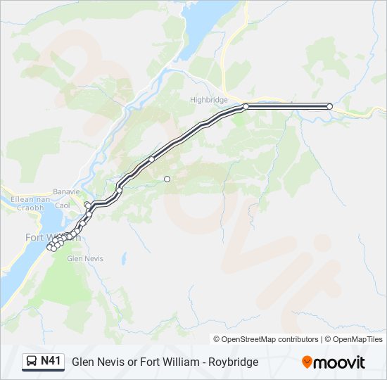 N41 bus Line Map