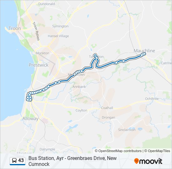 43 Route Schedules, Stops & Maps Mauchline (Updated)