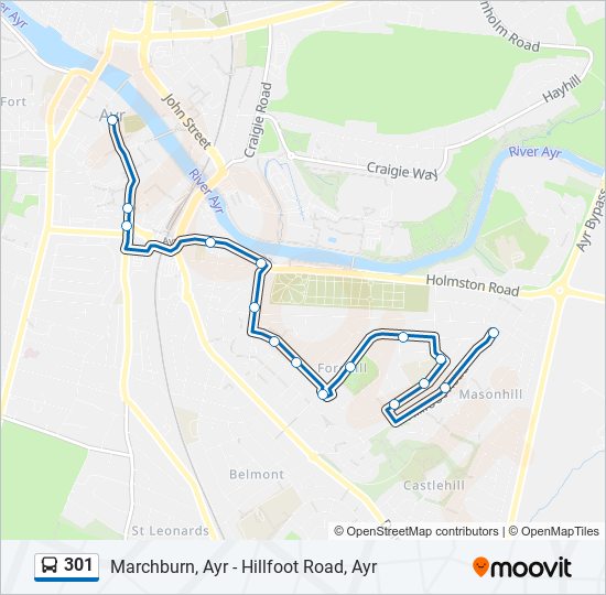 Bus 301 Route Map 301 Route: Schedules, Stops & Maps - Ayr (Updated)