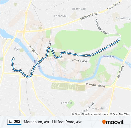 Bus 302 Route Map 302 Route: Schedules, Stops & Maps - Ayr (Updated)