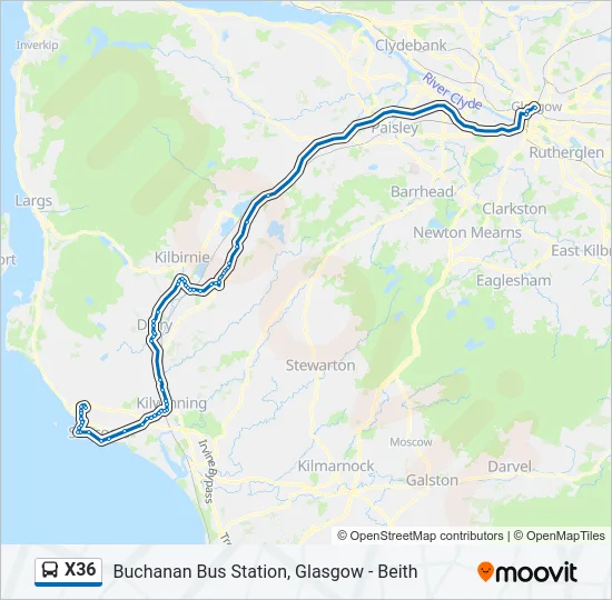 X36 Bus Line Map