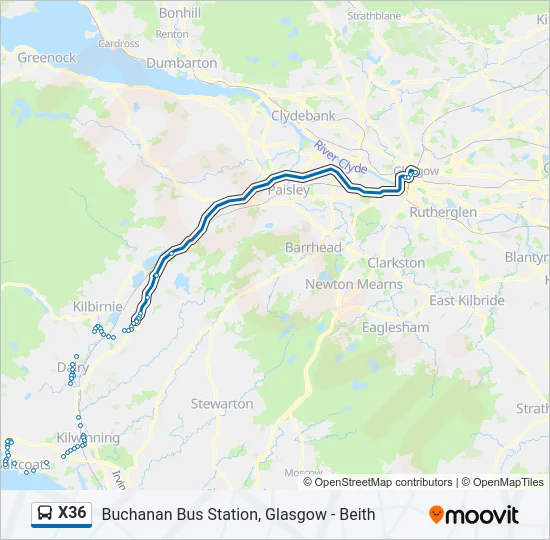 X36 Bus Line Map