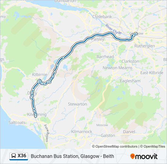 X36 Bus Line Map
