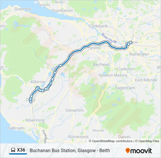 X36 Bus Line Map
