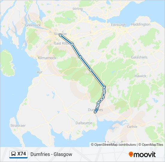 X74 Bus Line Map