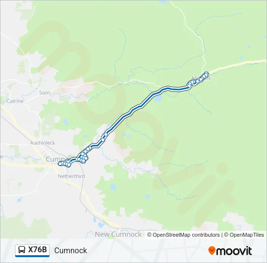 X76B Bus Line Map