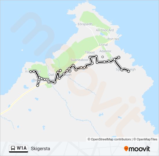 W1A Bus Line Map