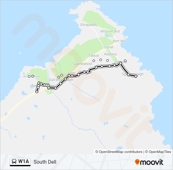 W1A Bus Line Map