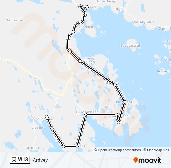 W13 Bus Line Map
