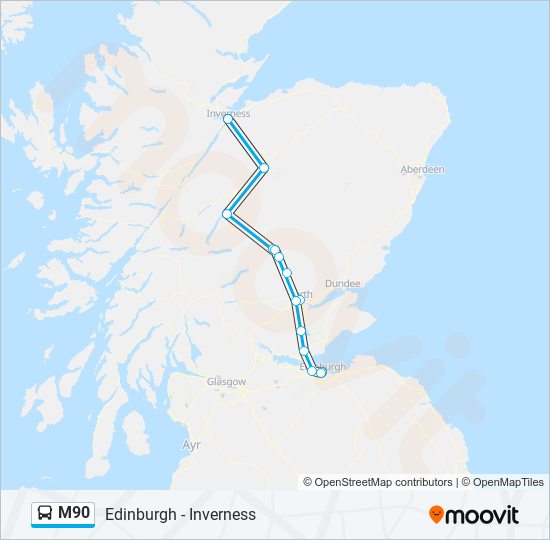 M90 bus Line Map