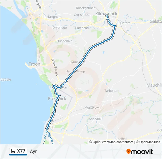 X77 Bus Line Map