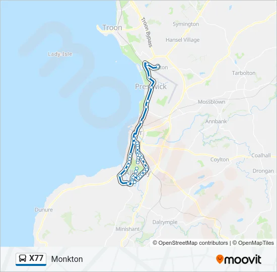 X77 Bus Line Map